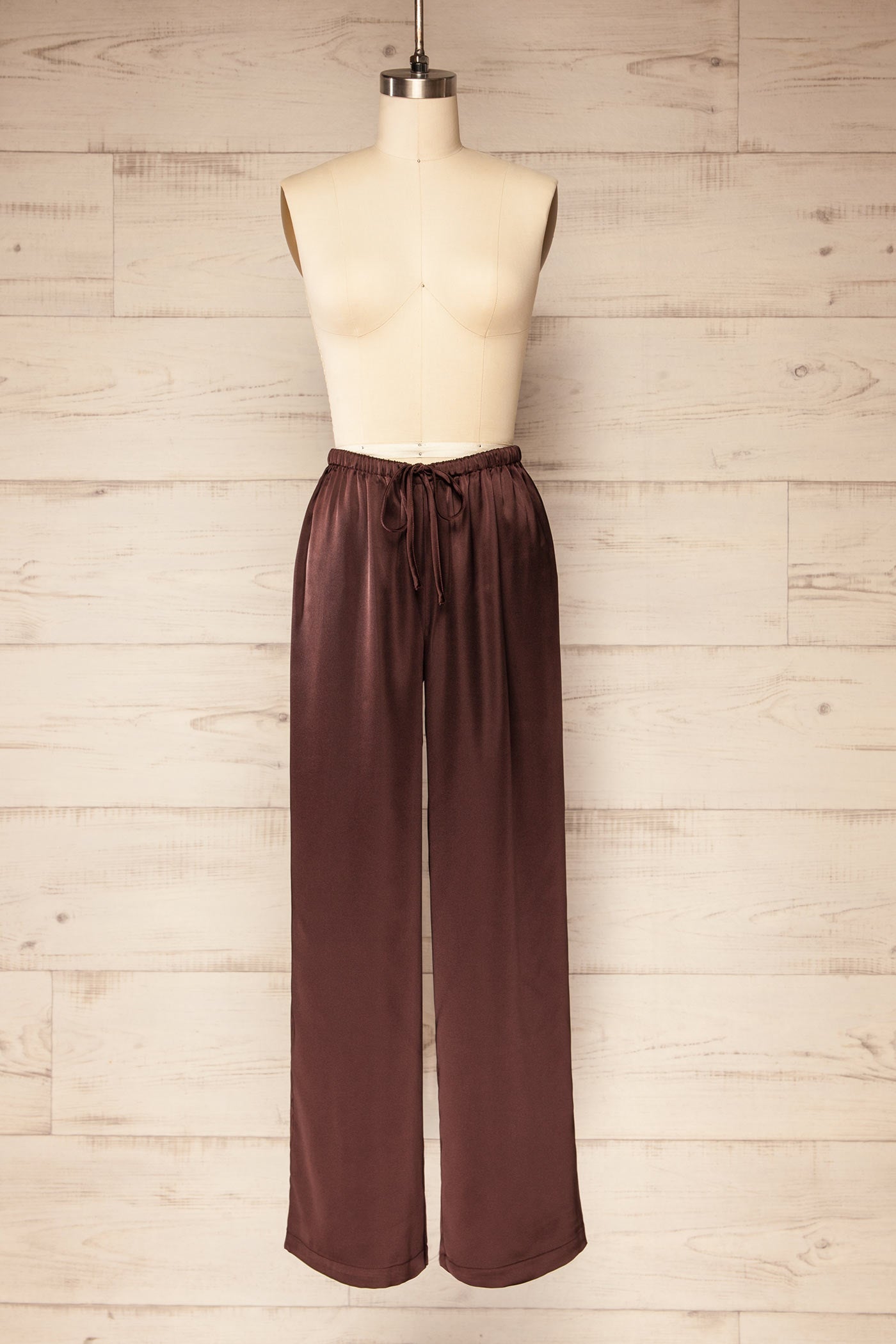 Katihar Brown | Satin Straight Leg Pants