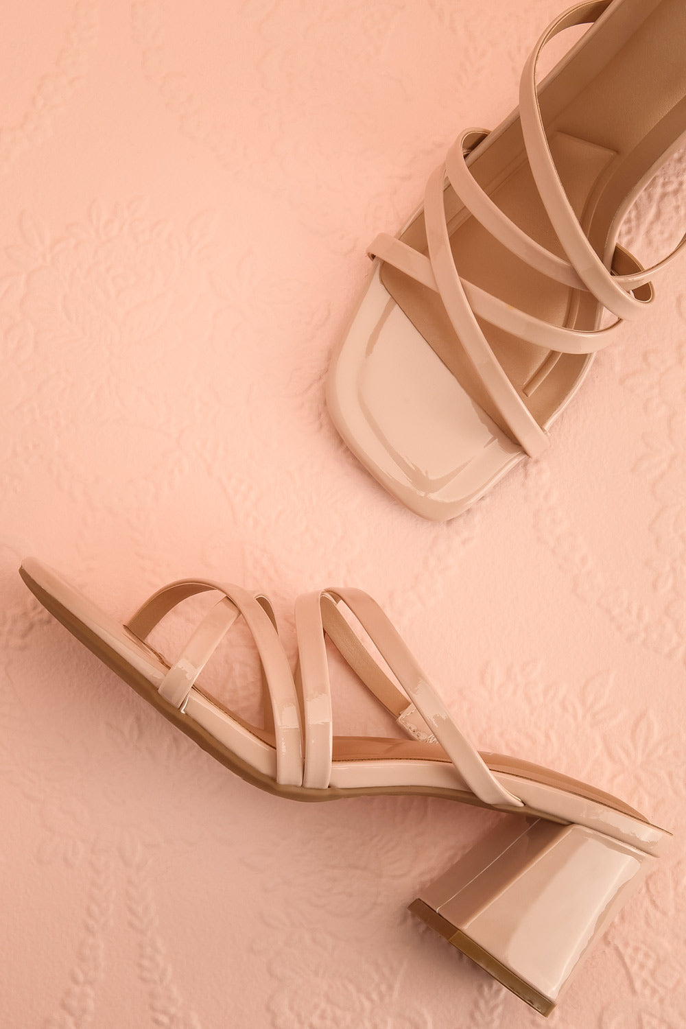 Kuina Beige | Strappy Mid Heel Sandals