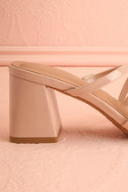 Kuina Beige | Strappy Mid Heel Sandals