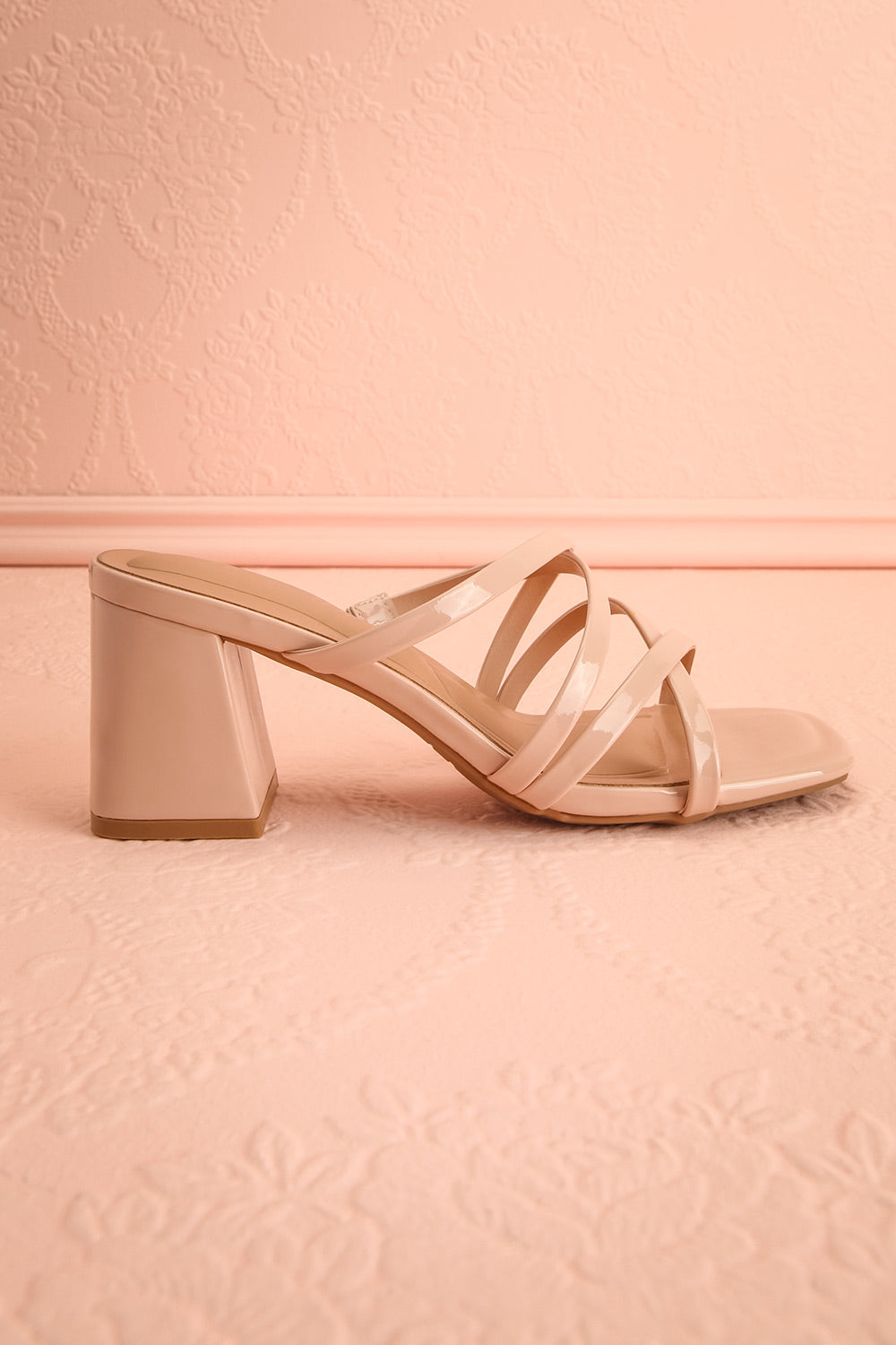 Kuina Beige | Strappy Mid Heel Sandals