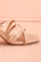 Kuina Beige | Strappy Mid Heel Sandals