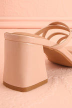 Kuina Beige | Strappy Mid Heel Sandals