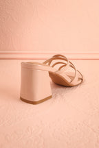 Kuina Beige | Strappy Mid Heel Sandals
