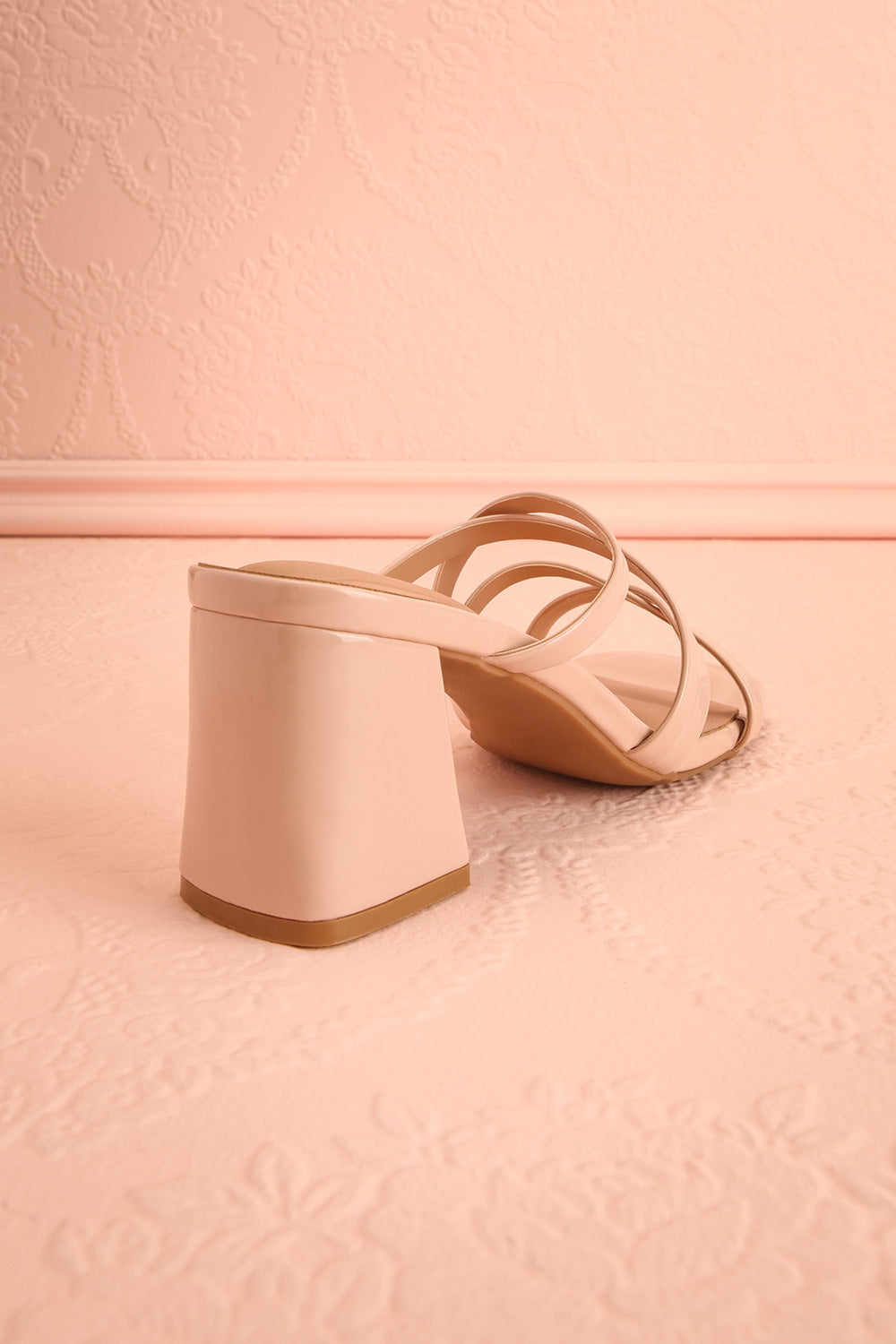Kuina Beige | Strappy Mid Heel Sandals