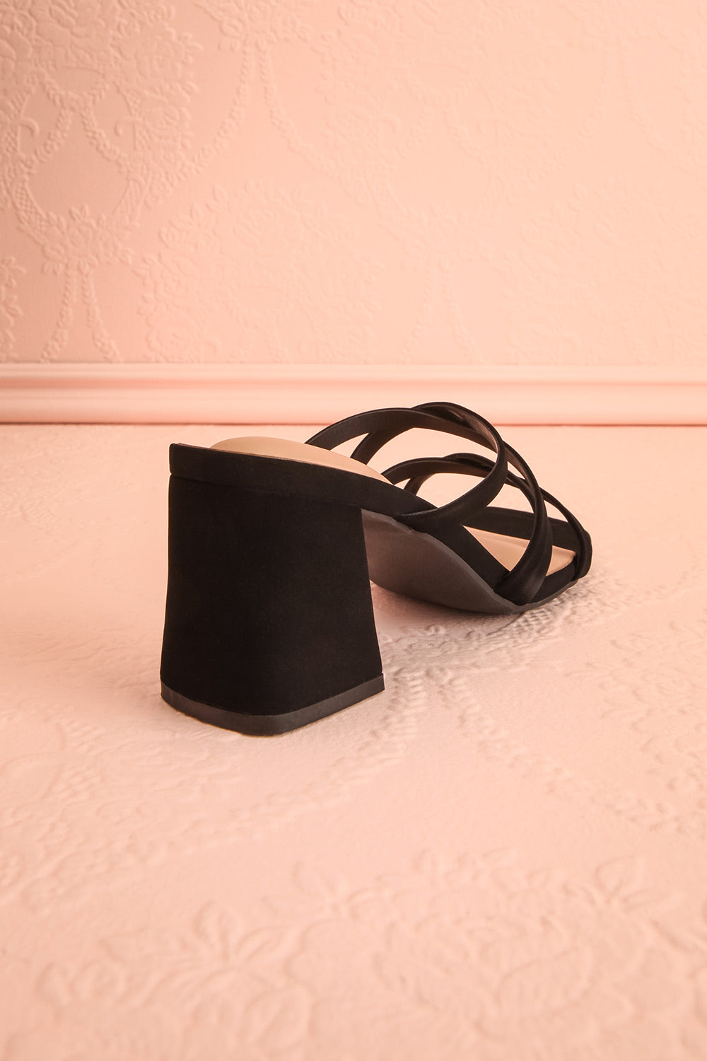 Kuina Black | Strappy Mid Heel Sandals