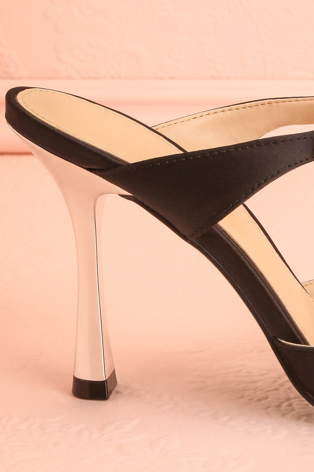 Lacie Black | Satin Pearl Strappy Heels