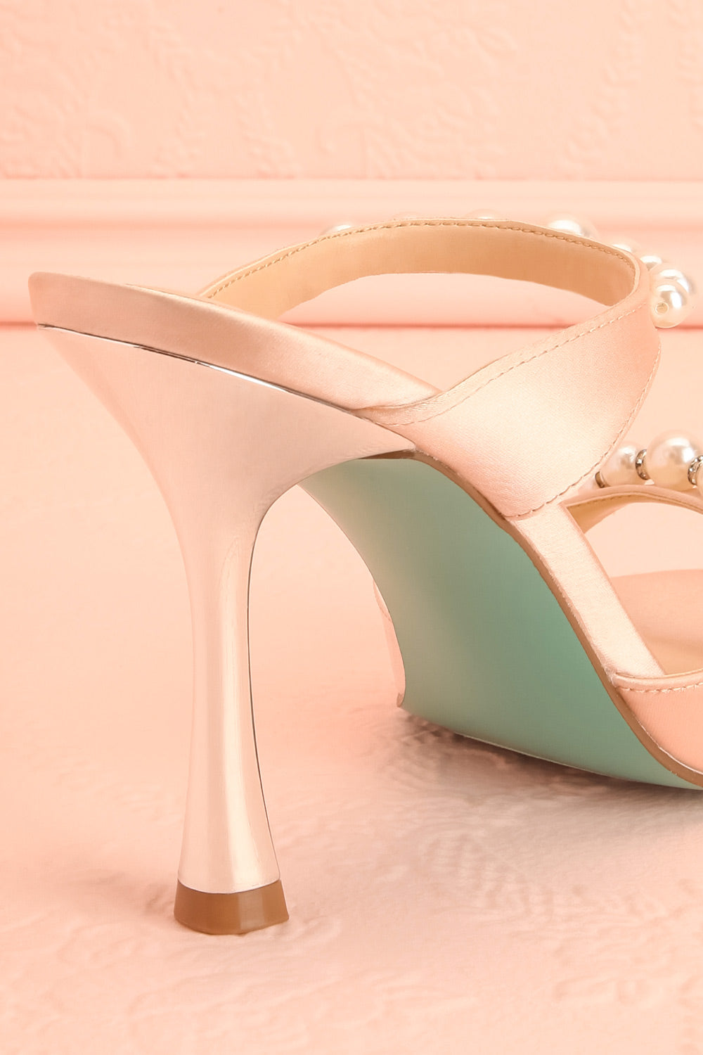 Lacie Blush | Satin Pearl Strappy Heels