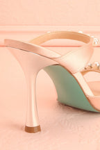 Lacie Blush | Satin Pearl Strappy Heels