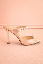 Lacie Blush | Satin Pearl Strappy Heels