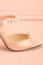 Lacie Blush | Satin Pearl Strappy Heels