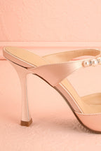 Lacie Blush | Satin Pearl Strappy Heels