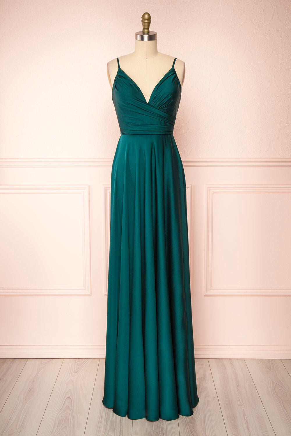 Lizza Green | Satin Maxi Dress with Slit