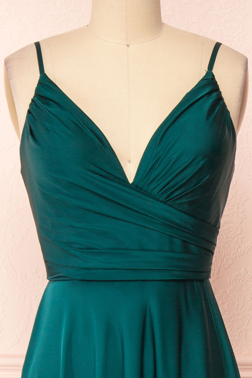 Lizza Green | Satin Maxi Dress with Slit