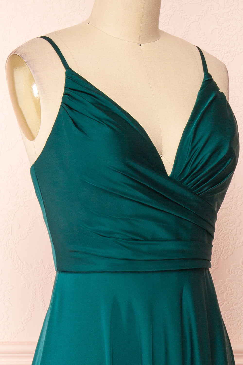 Lizza Green | Satin Maxi Dress with Slit