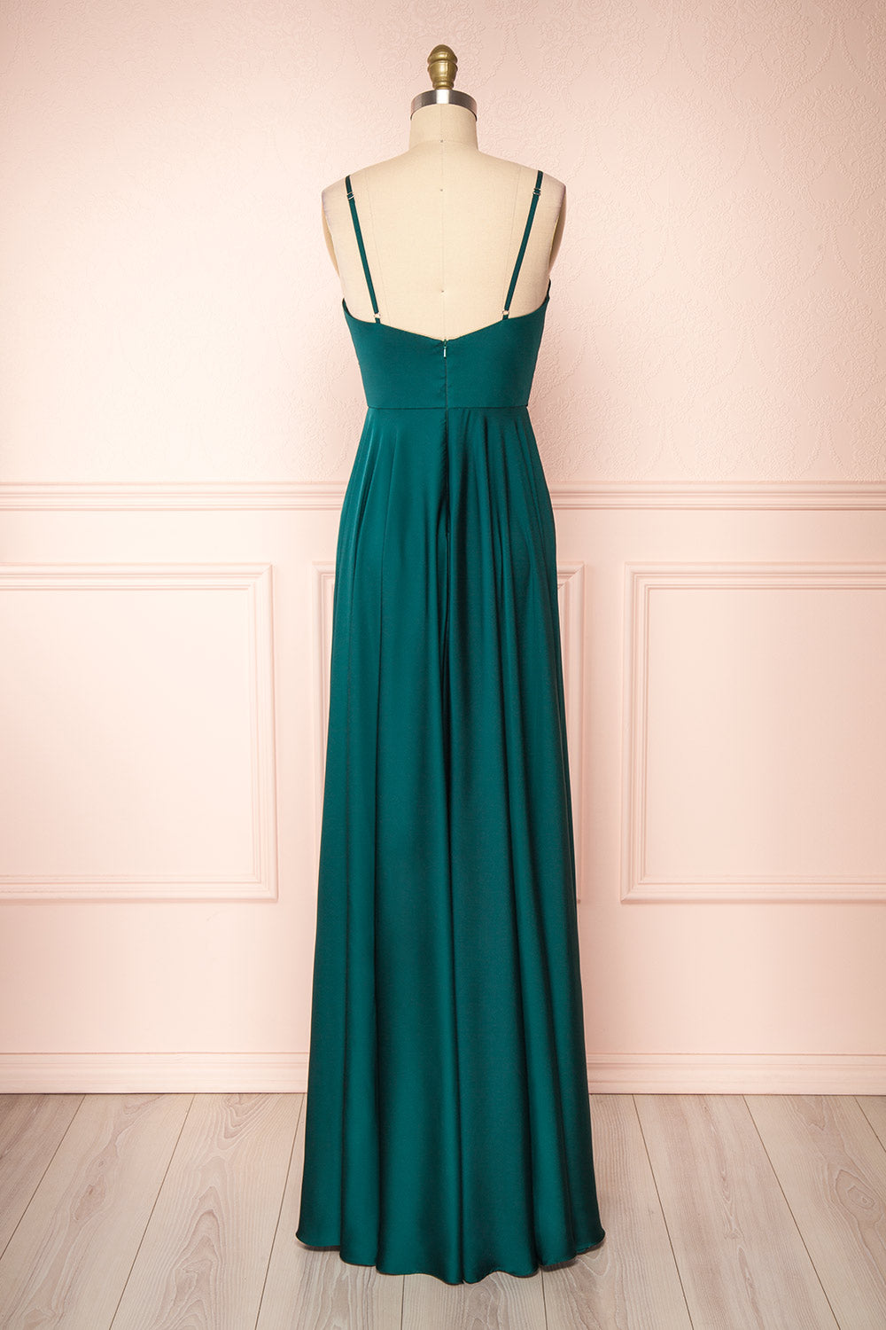 Lizza Green | Satin Maxi Dress with Slit