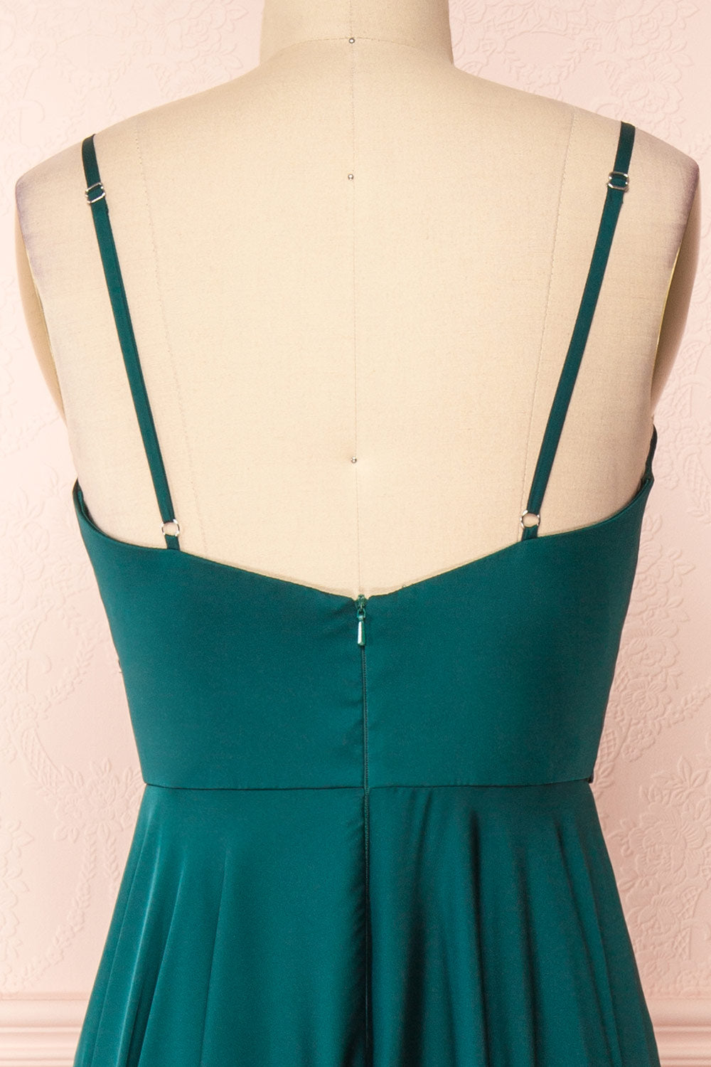 Lizza Green | Satin Maxi Dress with Slit