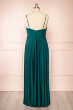 Lizza Green | Satin Maxi Dress with Slit