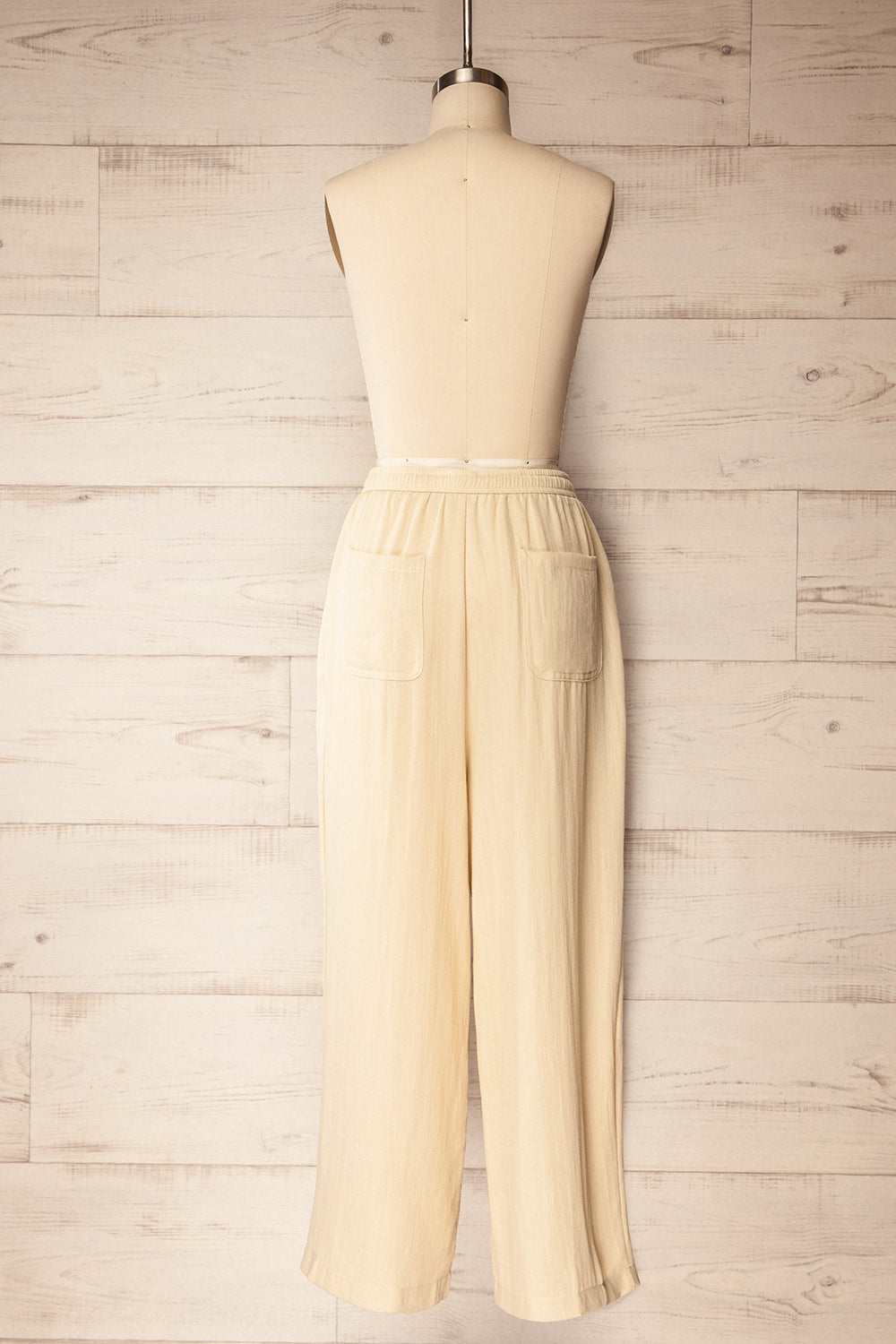 Lunglei Beige | Wide-Leg Pants with Front Pleat Details