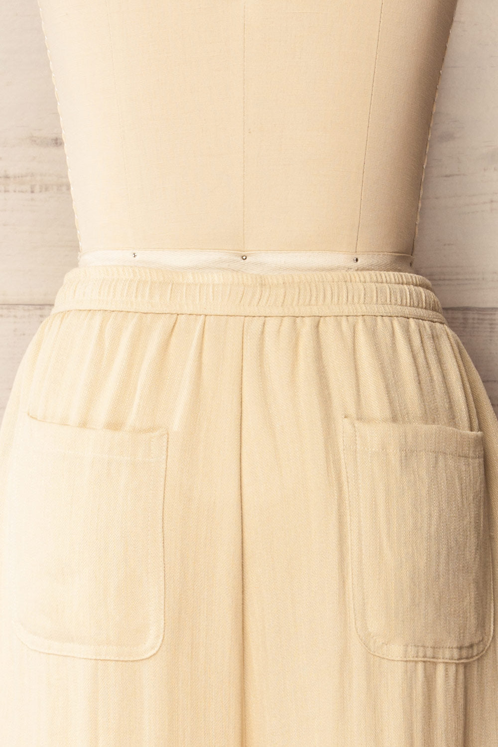 Lunglei Beige | Wide-Leg Pants with Front Pleat Details