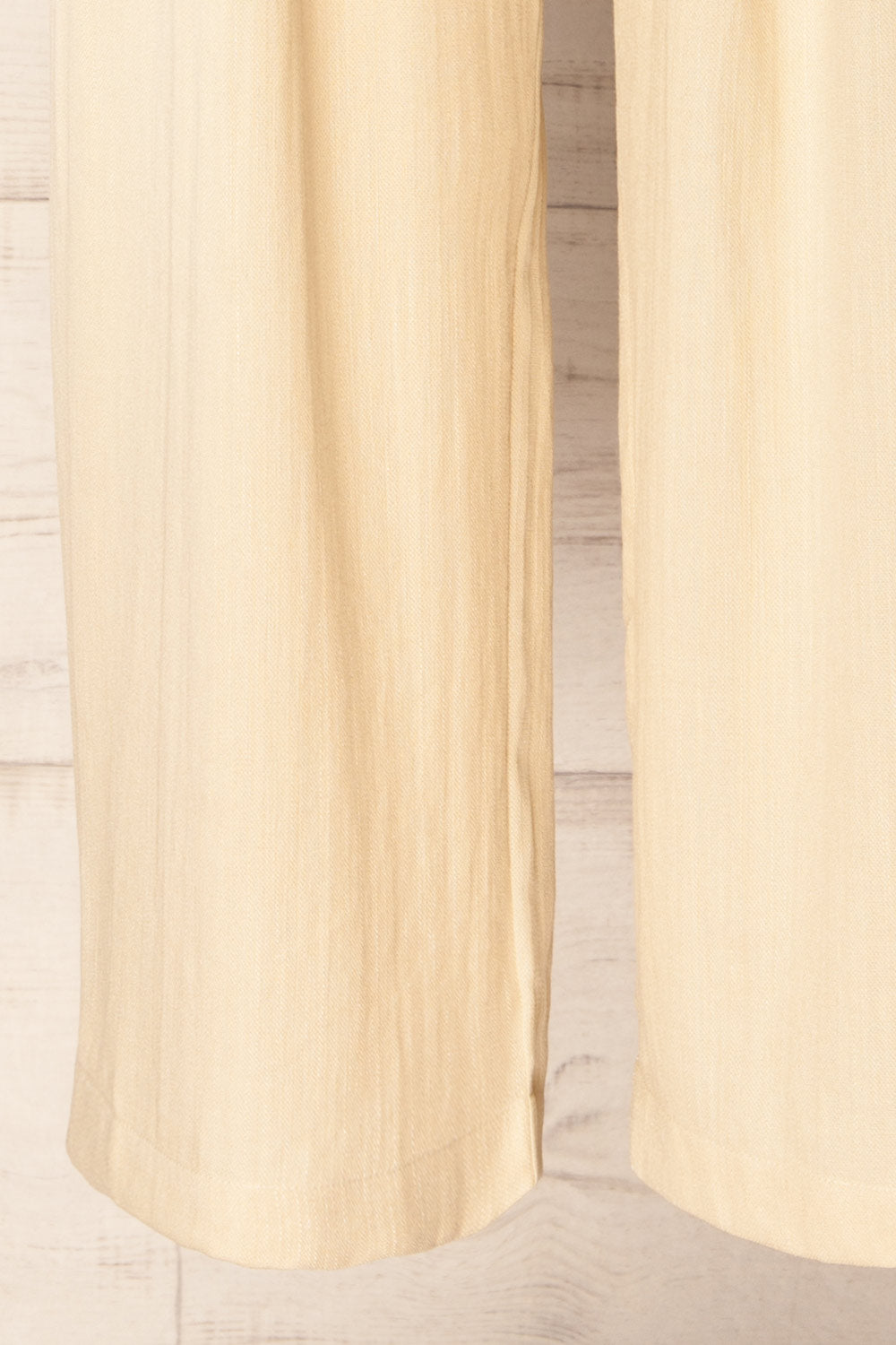 Lunglei Beige | Wide-Leg Pants with Front Pleat Details