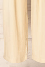 Lunglei Beige | Wide-Leg Pants with Front Pleat Details