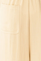Lunglei Beige | Wide-Leg Pants with Front Pleat Details
