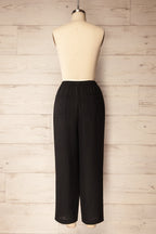 Lunglei Black | Wide-Leg Pants with Front Pleat Details