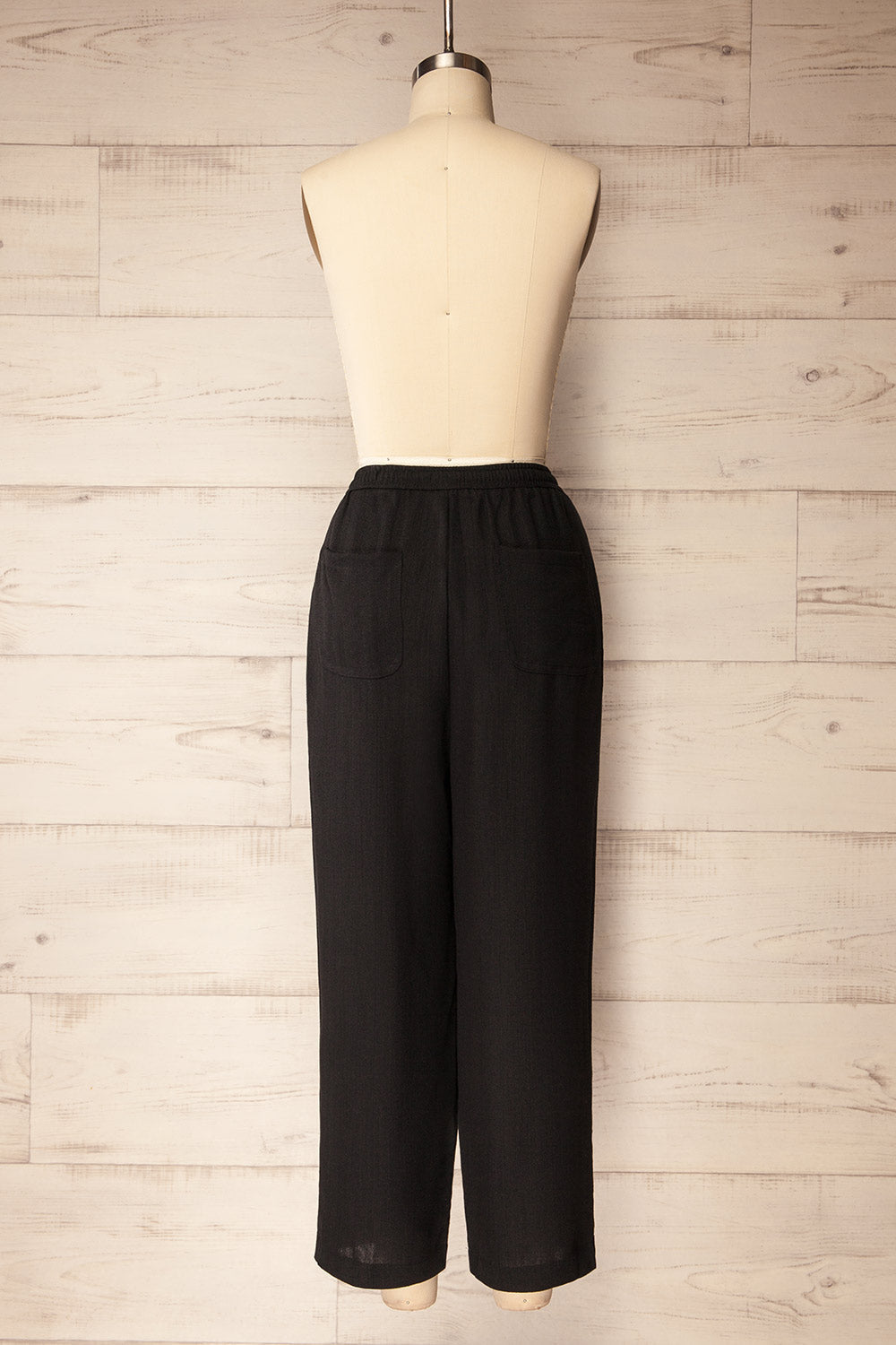 Lunglei Black | Wide-Leg Pants with Front Pleat Details