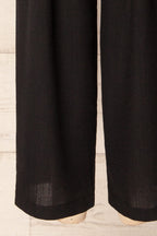 Lunglei Black | Wide-Leg Pants with Front Pleat Details