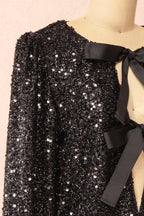 Maeline | Black Sequins Cardigan w/ Bows