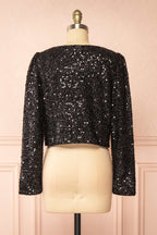 Maeline | Black Sequins Cardigan w/ Bows