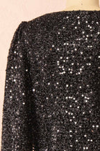 Maeline | Black Sequins Cardigan w/ Bows