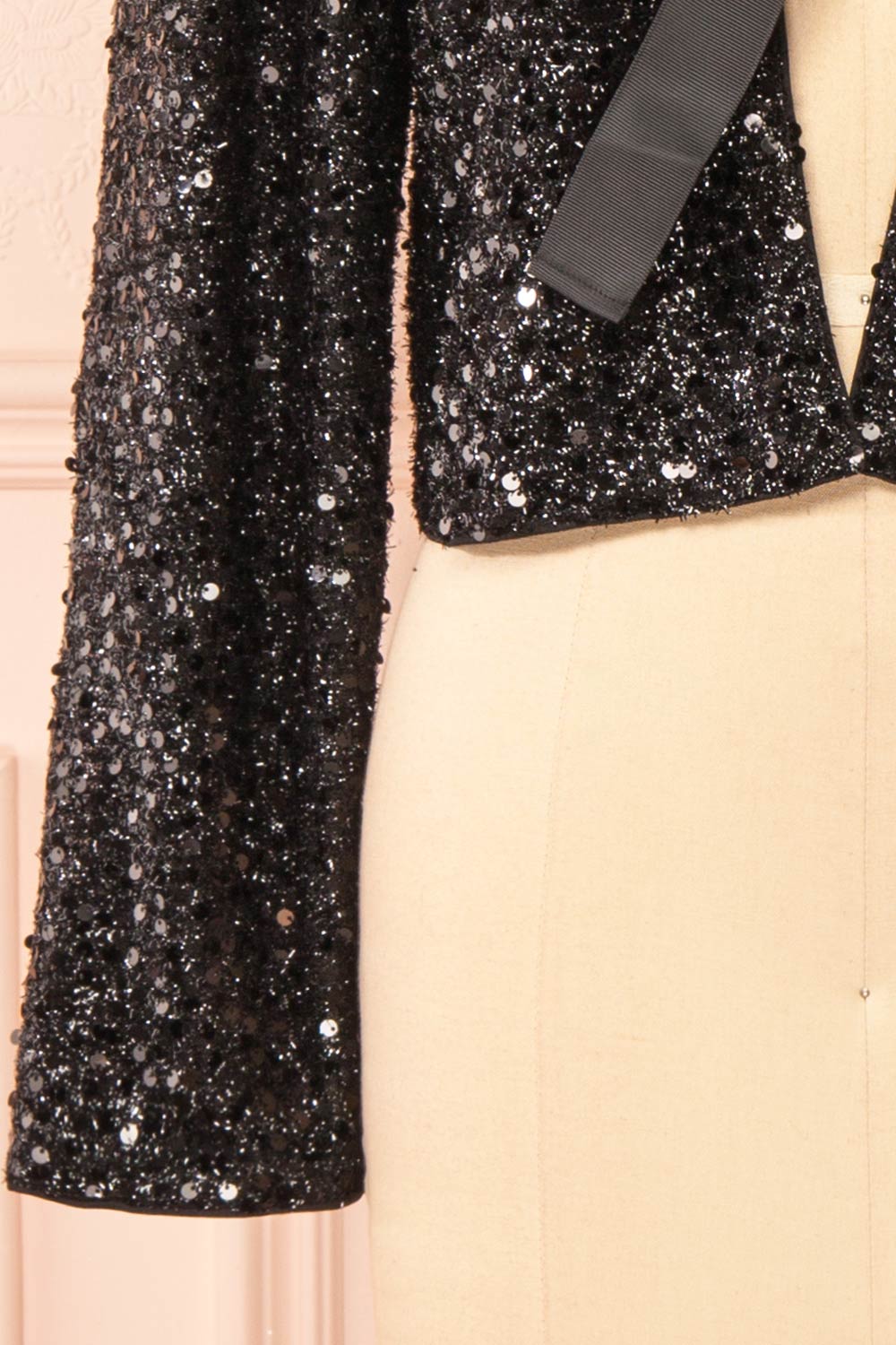 Maeline | Black Sequins Cardigan w/ Bows
