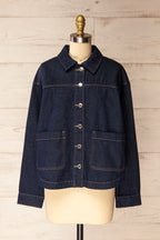 Matera Dark Wash | Denim Button-Up Jacket with Pockets
