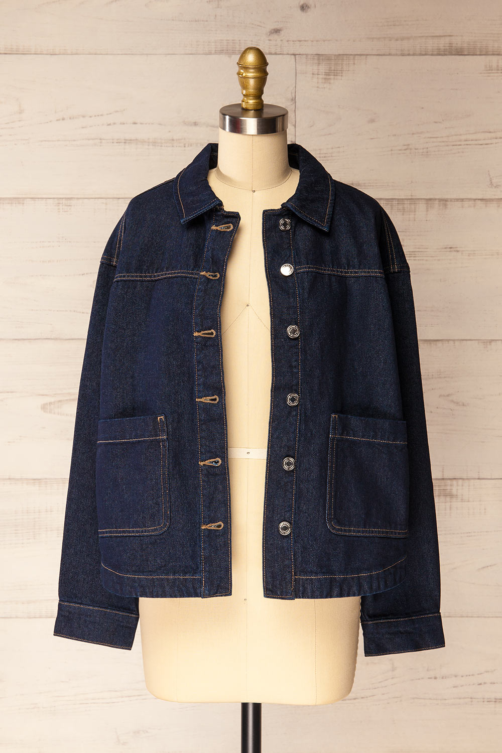 Matera Dark Wash | Denim Button-Up Jacket with Pockets