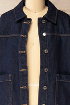 Matera Dark Wash | Denim Button-Up Jacket with Pockets