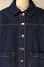 Matera Dark Wash | Denim Button-Up Jacket with Pockets