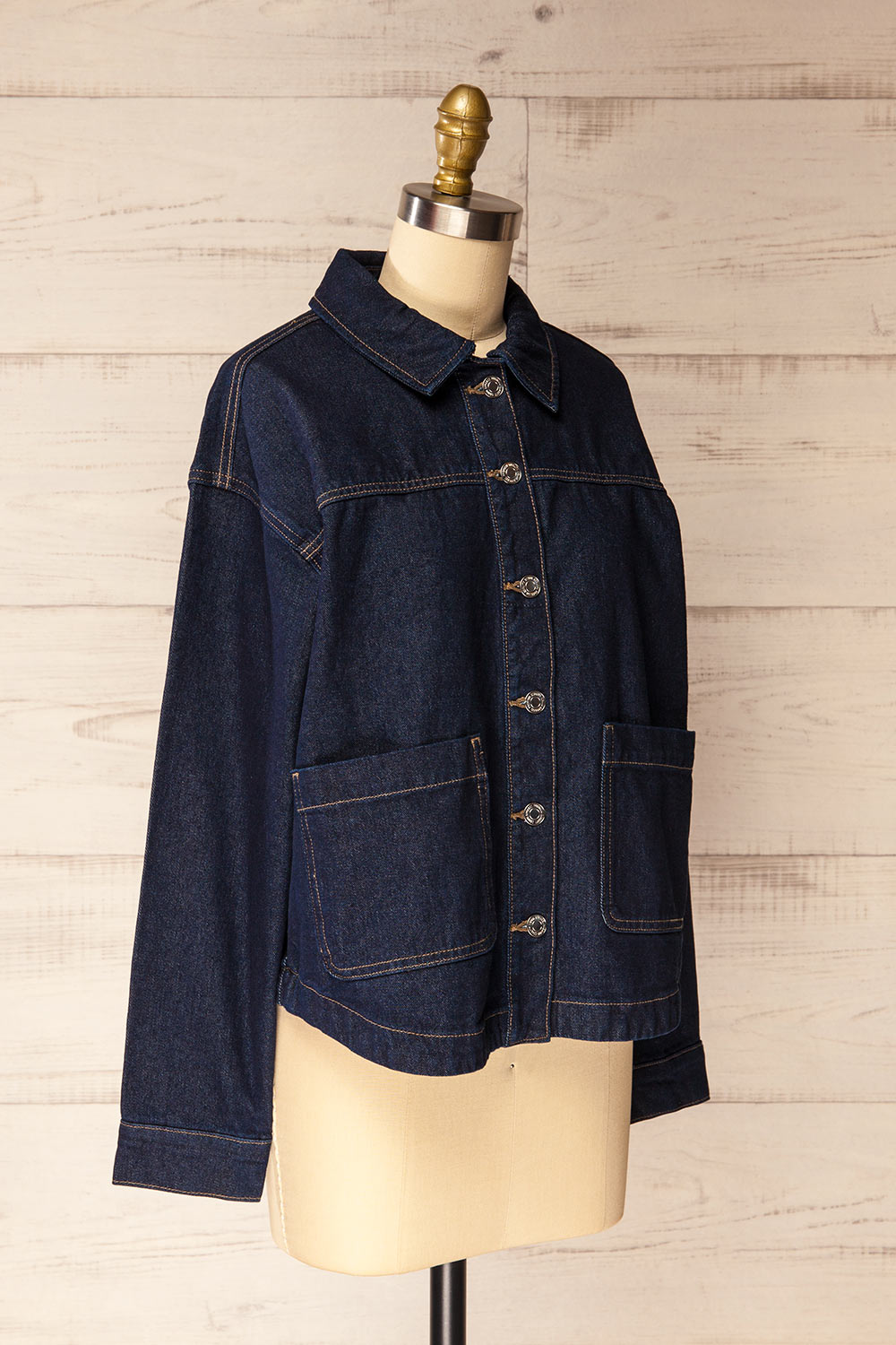 Matera Dark Wash | Denim Button-Up Jacket with Pockets