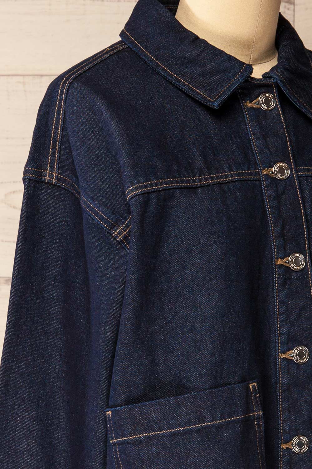 Matera Dark Wash | Denim Button-Up Jacket with Pockets