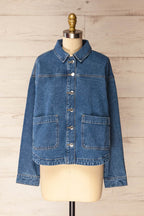 Matera Medium Wash | Denim Button-Up Jacket with Pockets