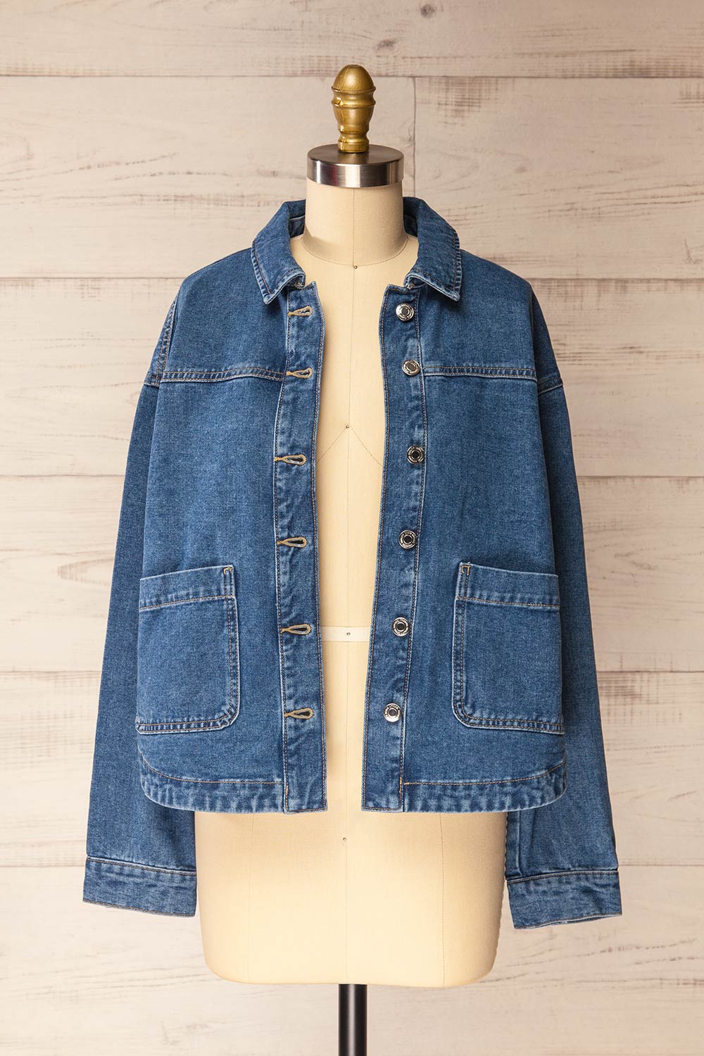 Matera Medium Wash | Denim Button-Up Jacket with Pockets