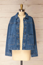 Matera Medium Wash | Denim Button-Up Jacket with Pockets