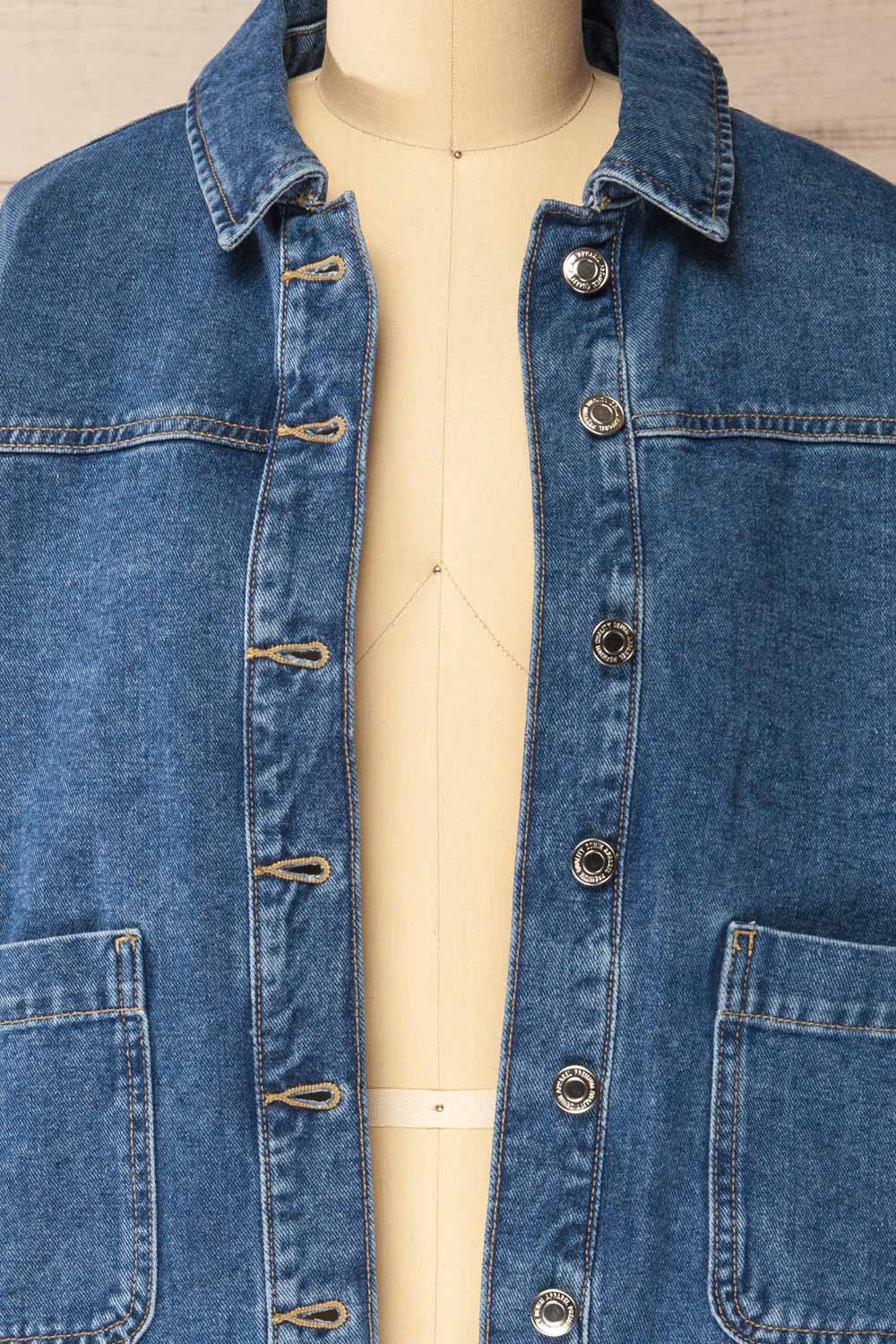 Matera Medium Wash | Denim Button-Up Jacket with Pockets