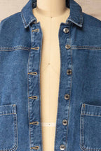 Matera Medium Wash | Denim Button-Up Jacket with Pockets