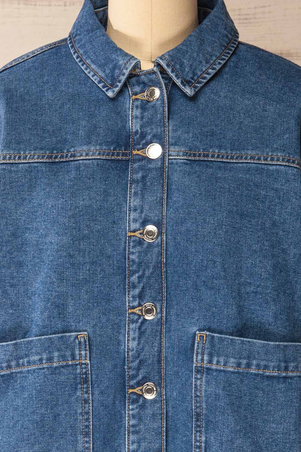 Matera Medium Wash | Denim Button-Up Jacket with Pockets