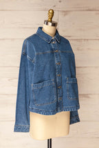 Matera Medium Wash | Denim Button-Up Jacket with Pockets