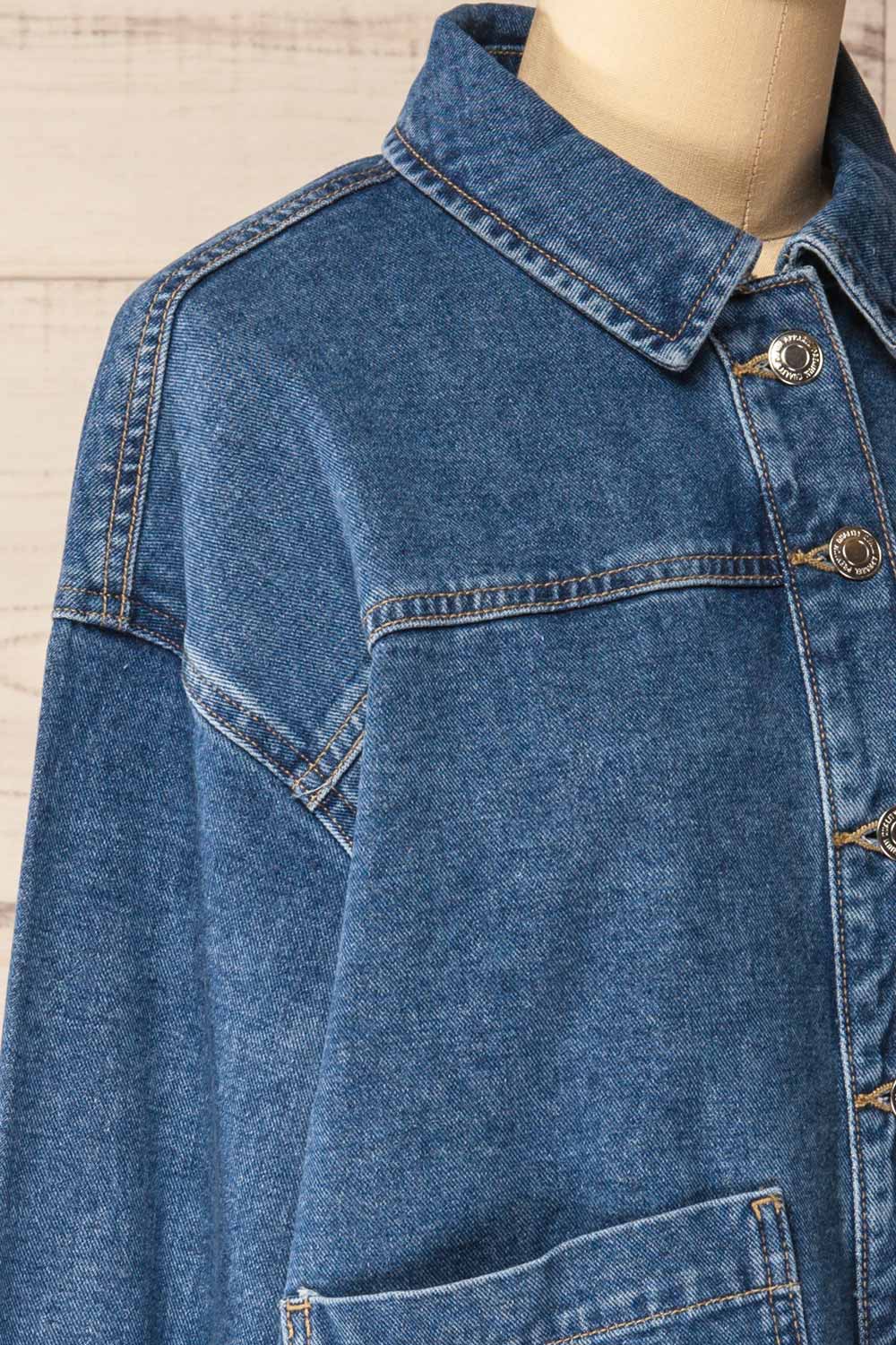 Matera Medium Wash | Denim Button-Up Jacket with Pockets