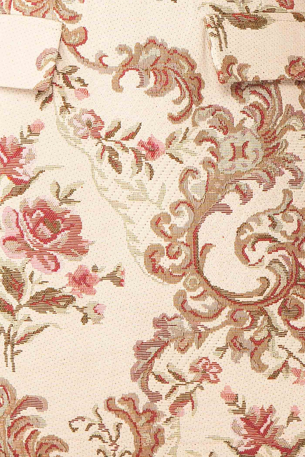Mikela | Ivory Floral Jacquard Mini Dress with Pockets