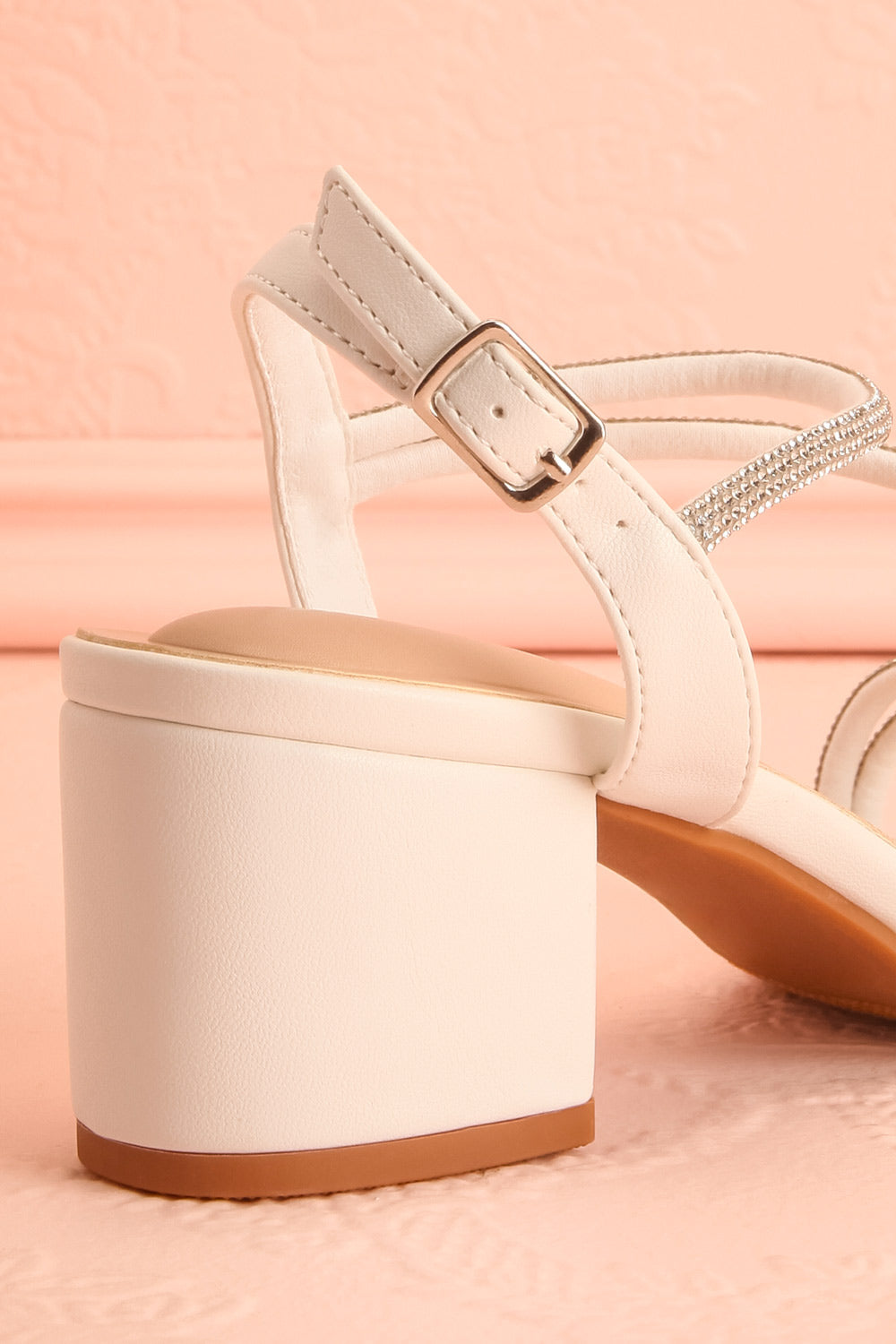 Mishy White | Block Heel Sandals with Butterfly Accents
