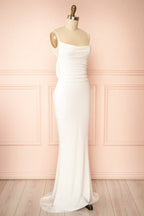 Naylee | White Mermaid Bridal Maxi Dress with Open Back
